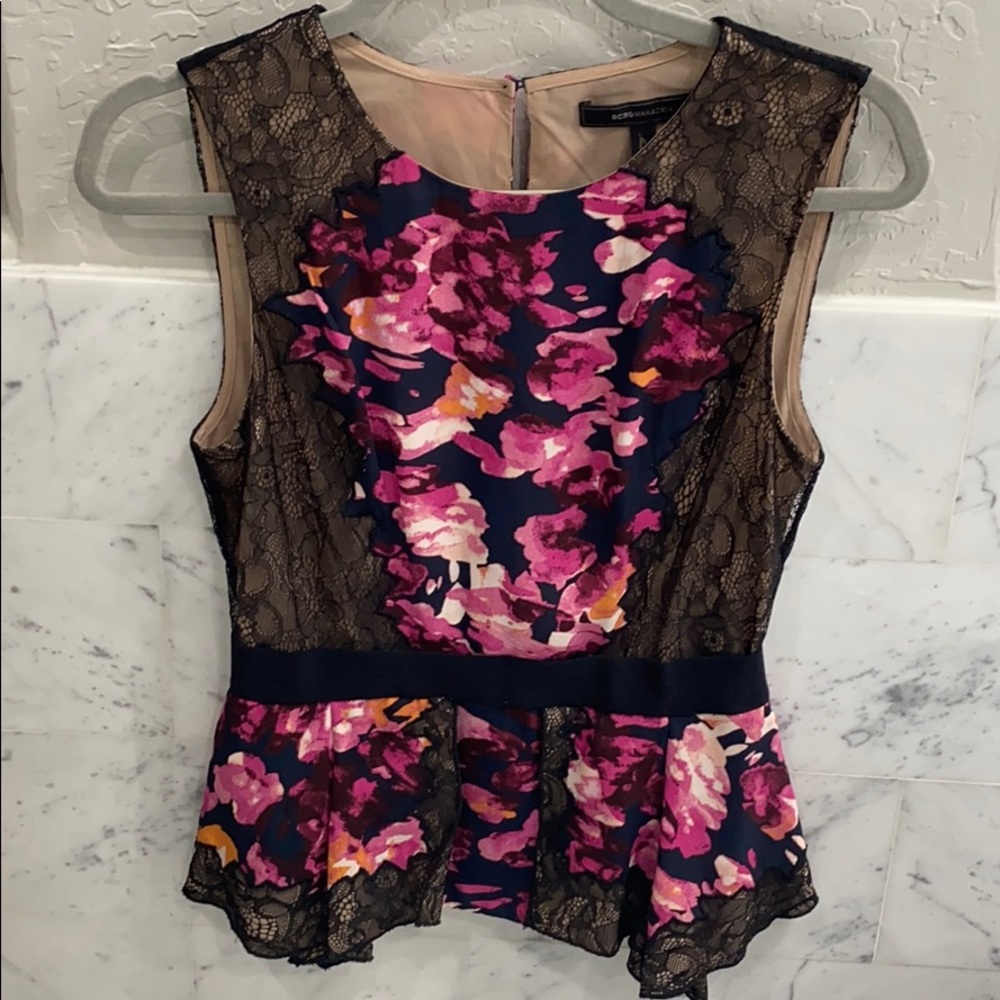 BCBG MaxAzria Peplum style blouse, small